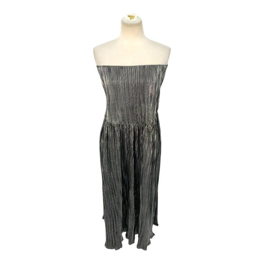 Jen's Pirate Booty Metallic Silver Sleeveless Midi Dress Sz Small NWT $202 MSRP